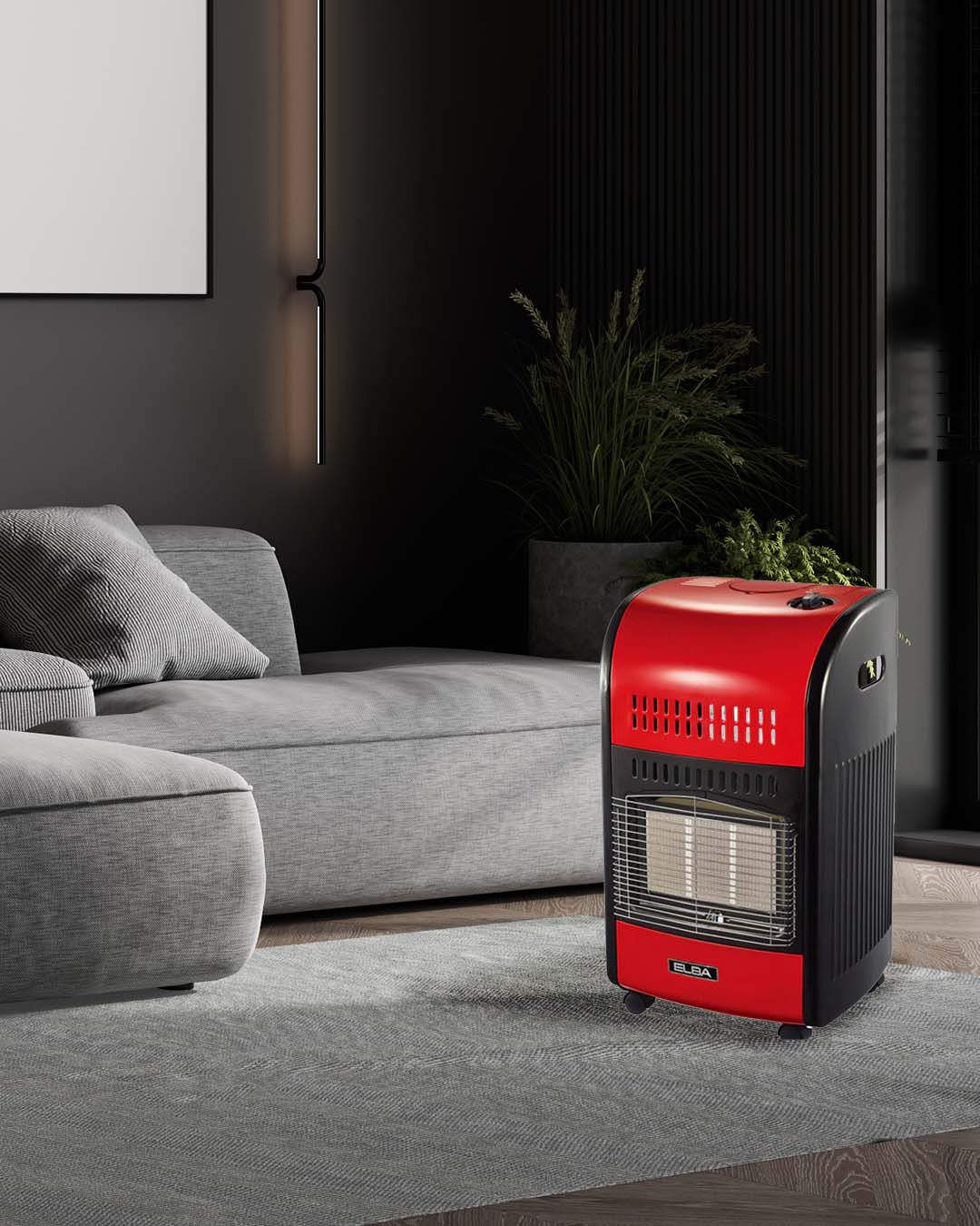 Elba 3-Panel Retro Portable Gas Heater Red 16/EL100RR