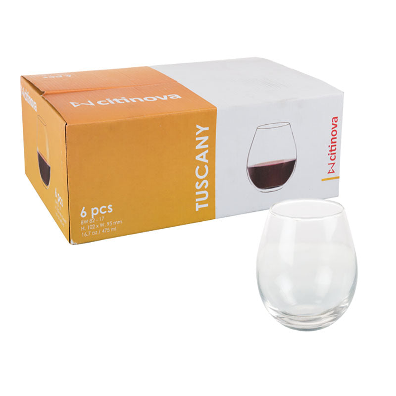 Glass Tumbler 475ml Stemless Wine