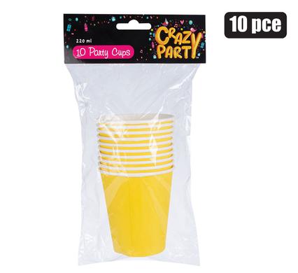 250ml Picnic Party Paper Cups Yellow 10pack