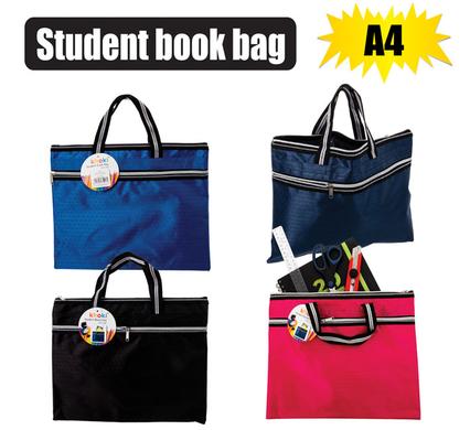 Student Book Bag Satin A4 with Twin Zips and Carry Handle
