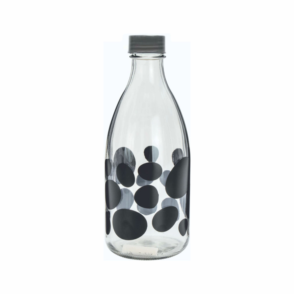 Regent Glass Milk Bottle 1L with Black Chalkboard Dots 10023