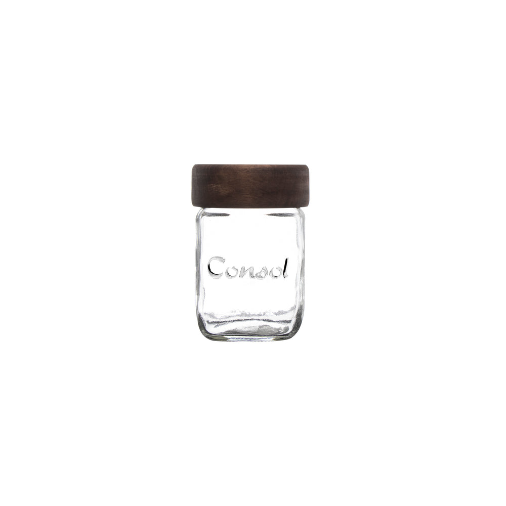 Consol 250ml Glass Jar with Dark Wood Lid 10141