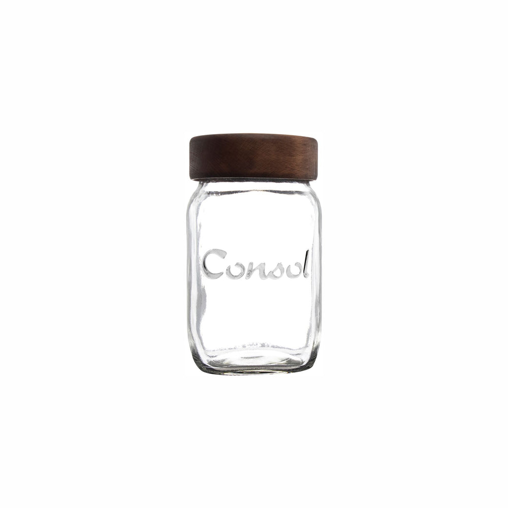 Consol 1L Glass Jar with Dark Wood Lid 10144