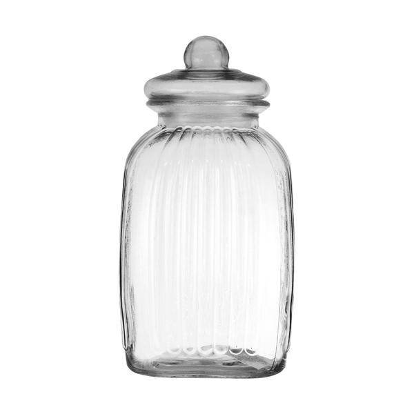 Regent Glass 4.8L Canister Square Ribbed with Lid 325 x 160 x 160mm 10165