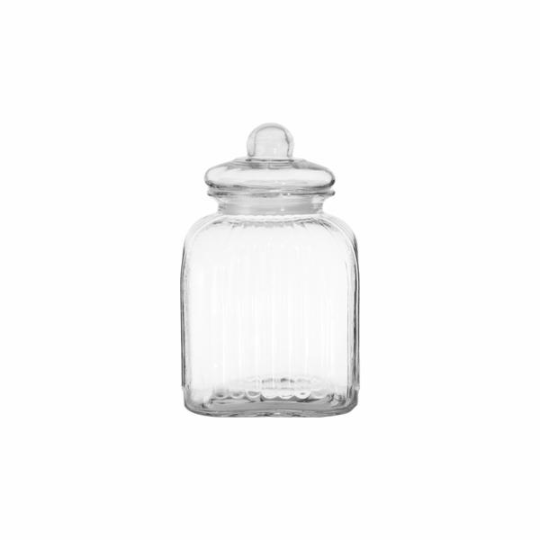 Regent Glass 3.65L Square Ribbed Canister with Lid 270 x 160 x 160mm 10166