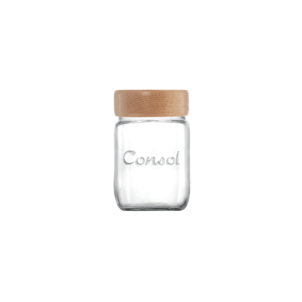 Consol 250ml Glass Jar with Light Wood Lid 10195
