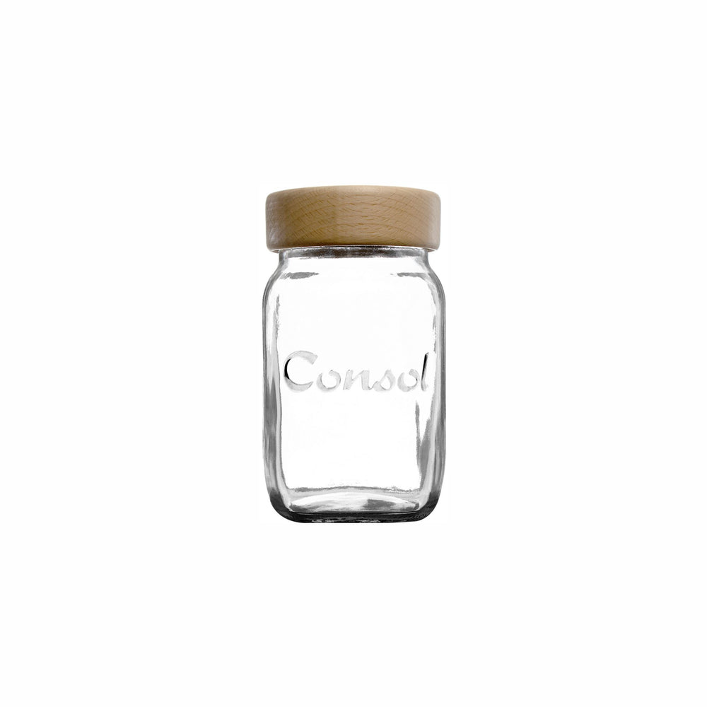 Consol 1L Glass Jar with Light Wood Lid 10196