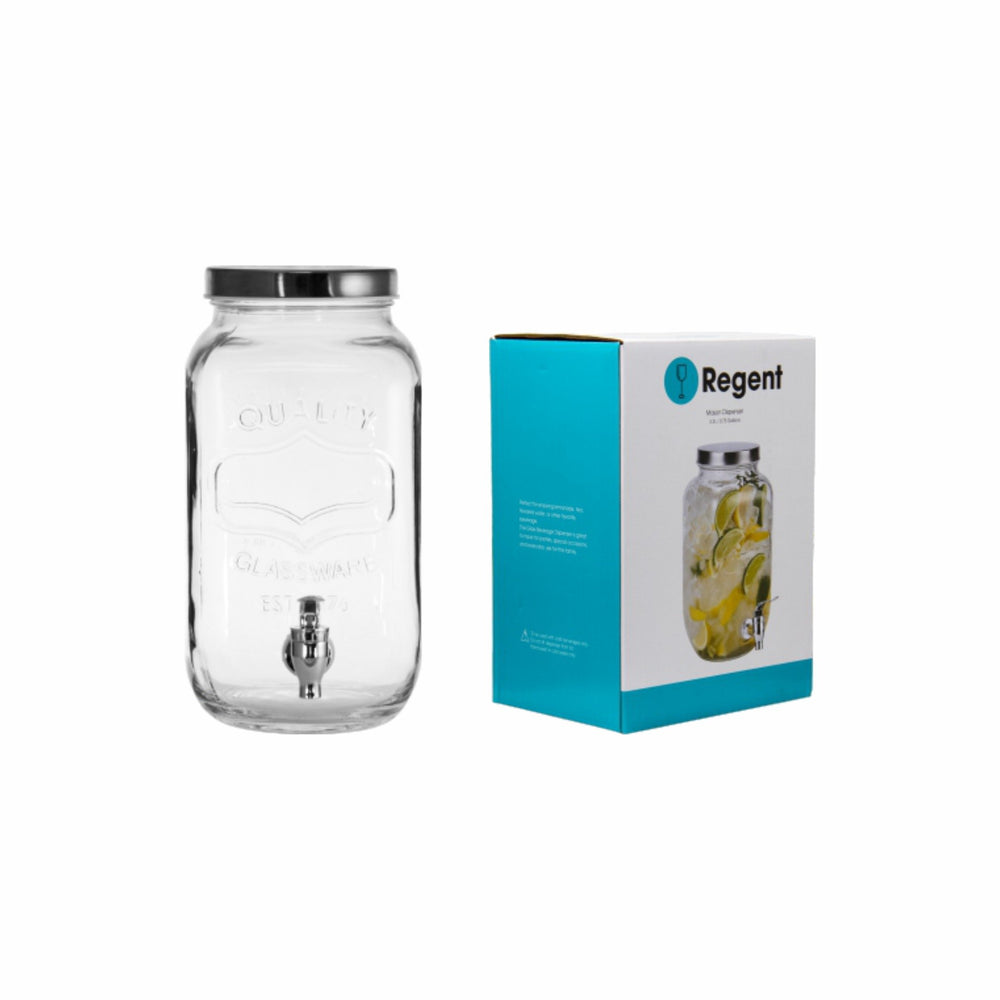 Regent Beverage Dispenser 3.3L Glass Embossed 10307