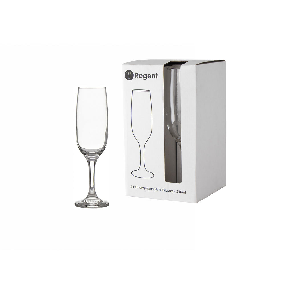 Regent Glass Tumbler 215ml Champagne Stemmed Flute 4pack 10400