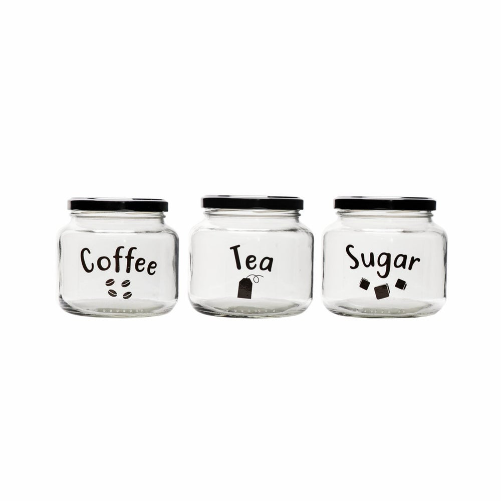 Black glass tea store coffee sugar canisters