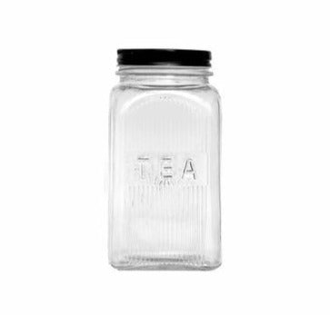 Regent Glass Tea Canister Square with Black Lid 11170