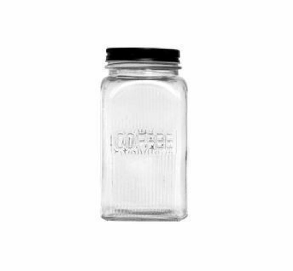 Regent Glass 1.2L Coffee Canister Square with Black Lid 11171