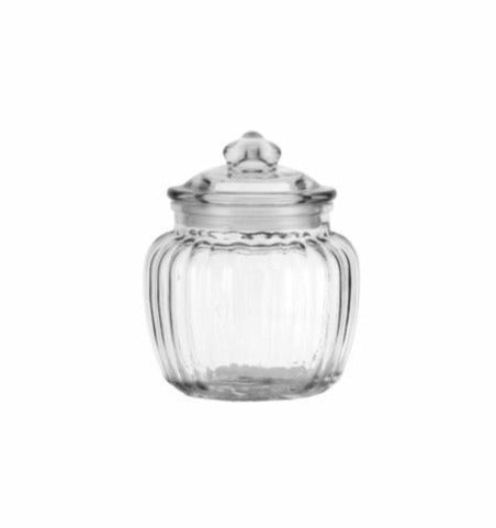 Regent Glass Canister Round 1.35L Ribbed with Lid 11321