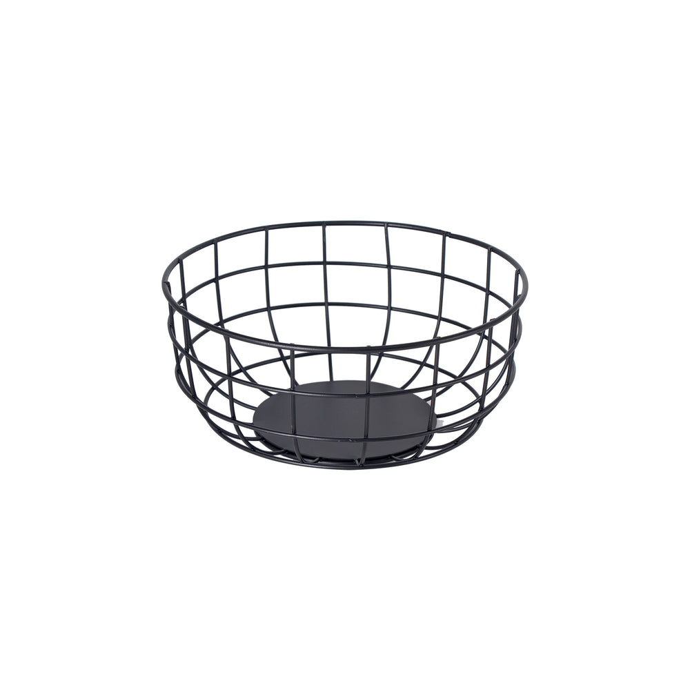 Regent Kitchen Wire Serving Basket Round Grid Powder Coated Black