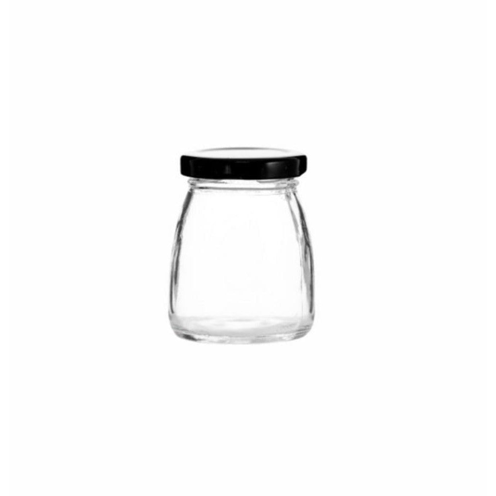 Regent Glass Jar 100ml Round with Black Lid 1pc 75x55mm 15116