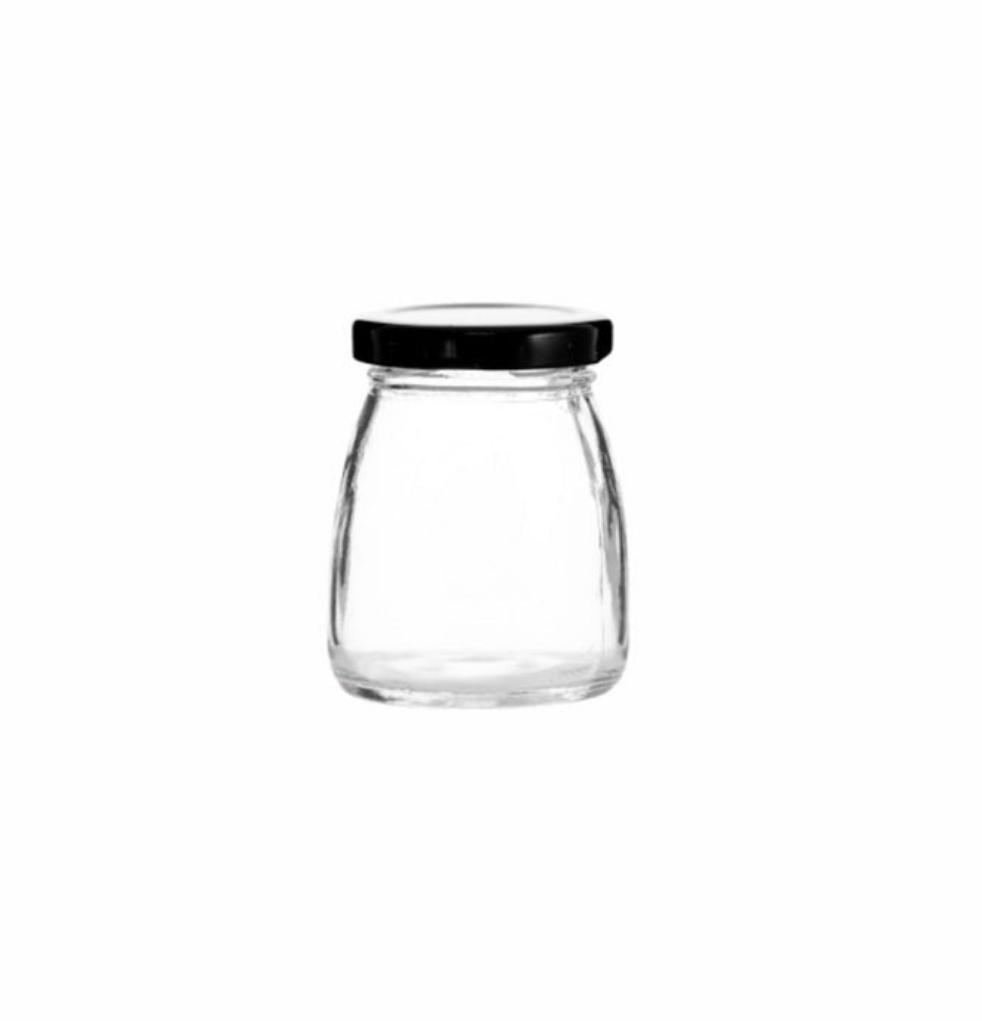 Regent Glass Jar 100ml Round with Black Lid 1pc 75x55mm 15116