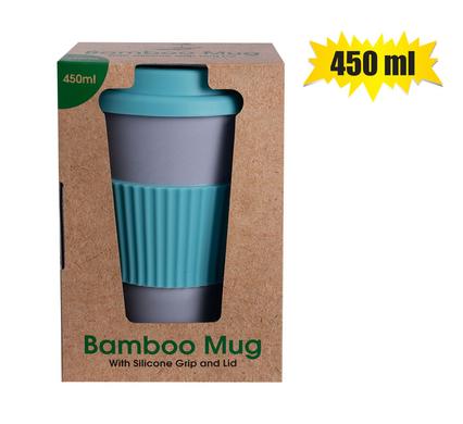 Bamboo Coffee Travel Mug Flask with Lid 7x15cm Teal 018 001000-A