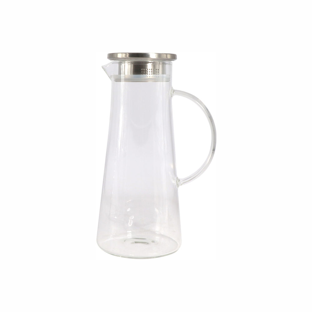 Regent Borosilicate Glass Water Jug 1.35L with Handle and Steel Lid 26142