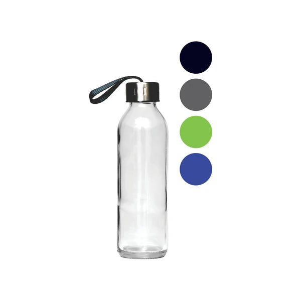 Consol Glass Drinking Bottle Slimline with Strap Lid 27334