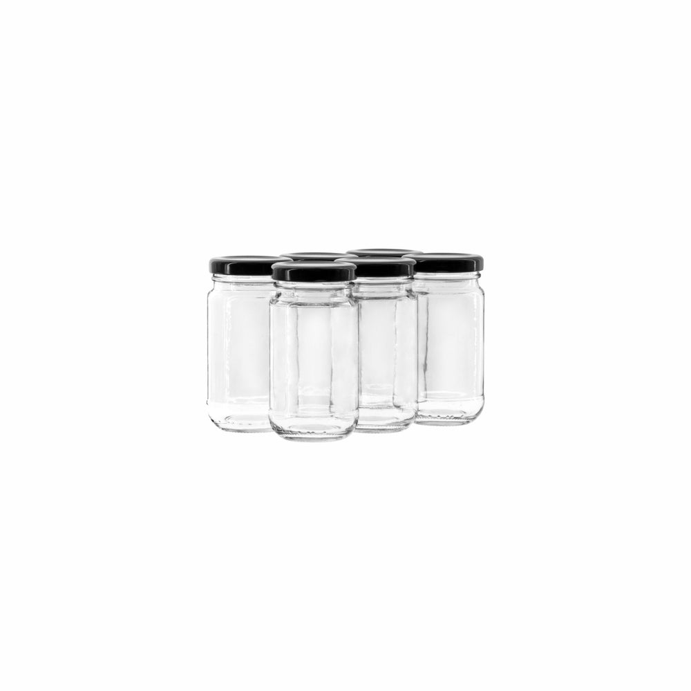 Consol 125ml Jar Round Sheer with Black Lid 6pack 27430