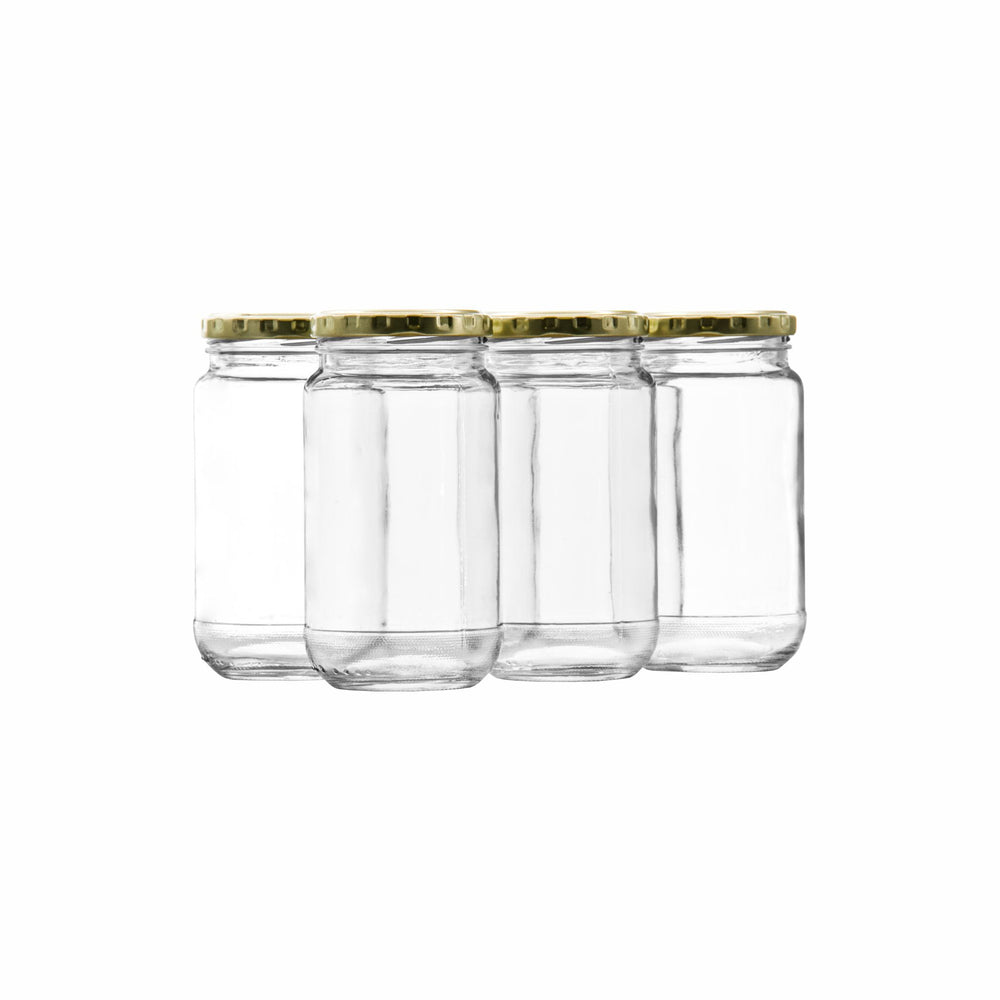 Consol 375ml Glass Jar Sheer with Gold Lid 6pack 27433