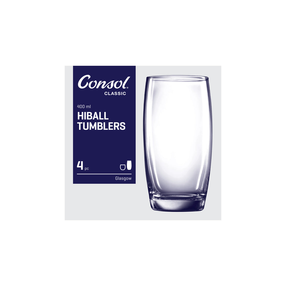 Consol Glasgow Hiball Glass Tumbler 400ml 4pack 27631