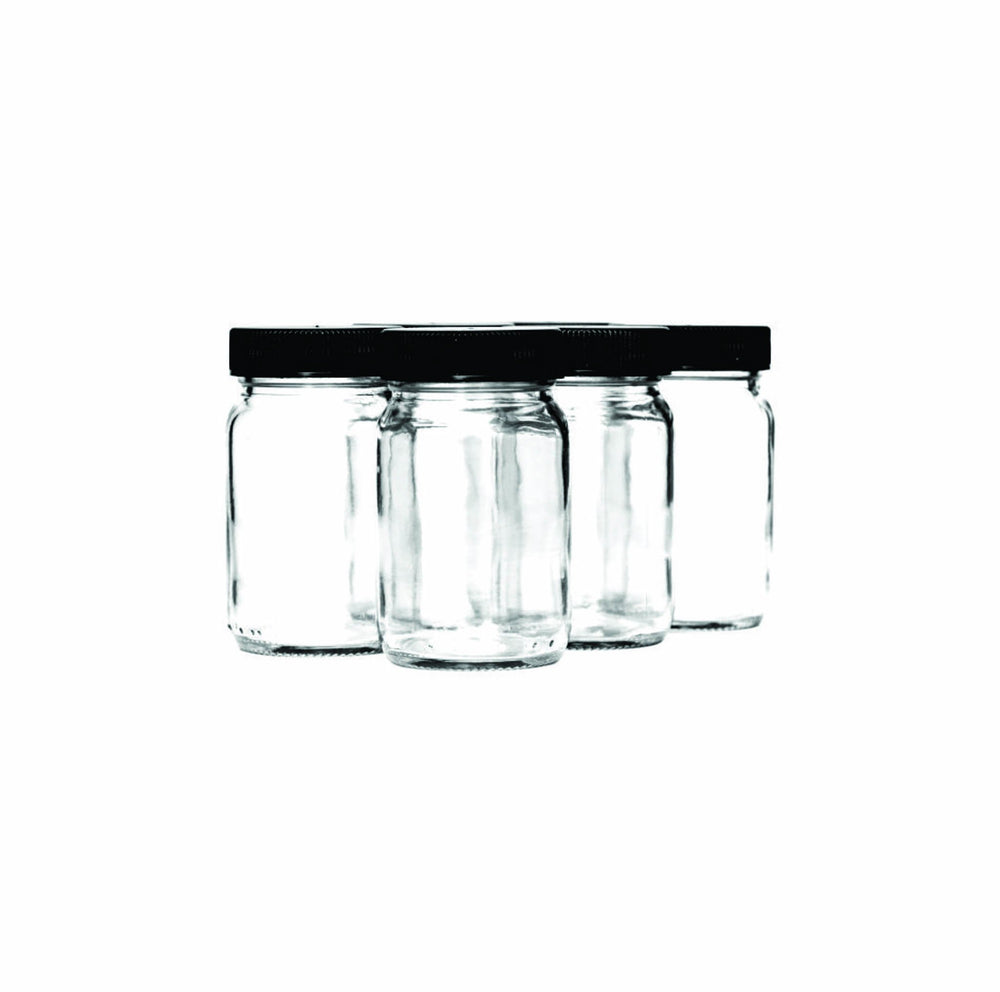 Consol 125ml Glass Jar with Black Lid 6pack 27666