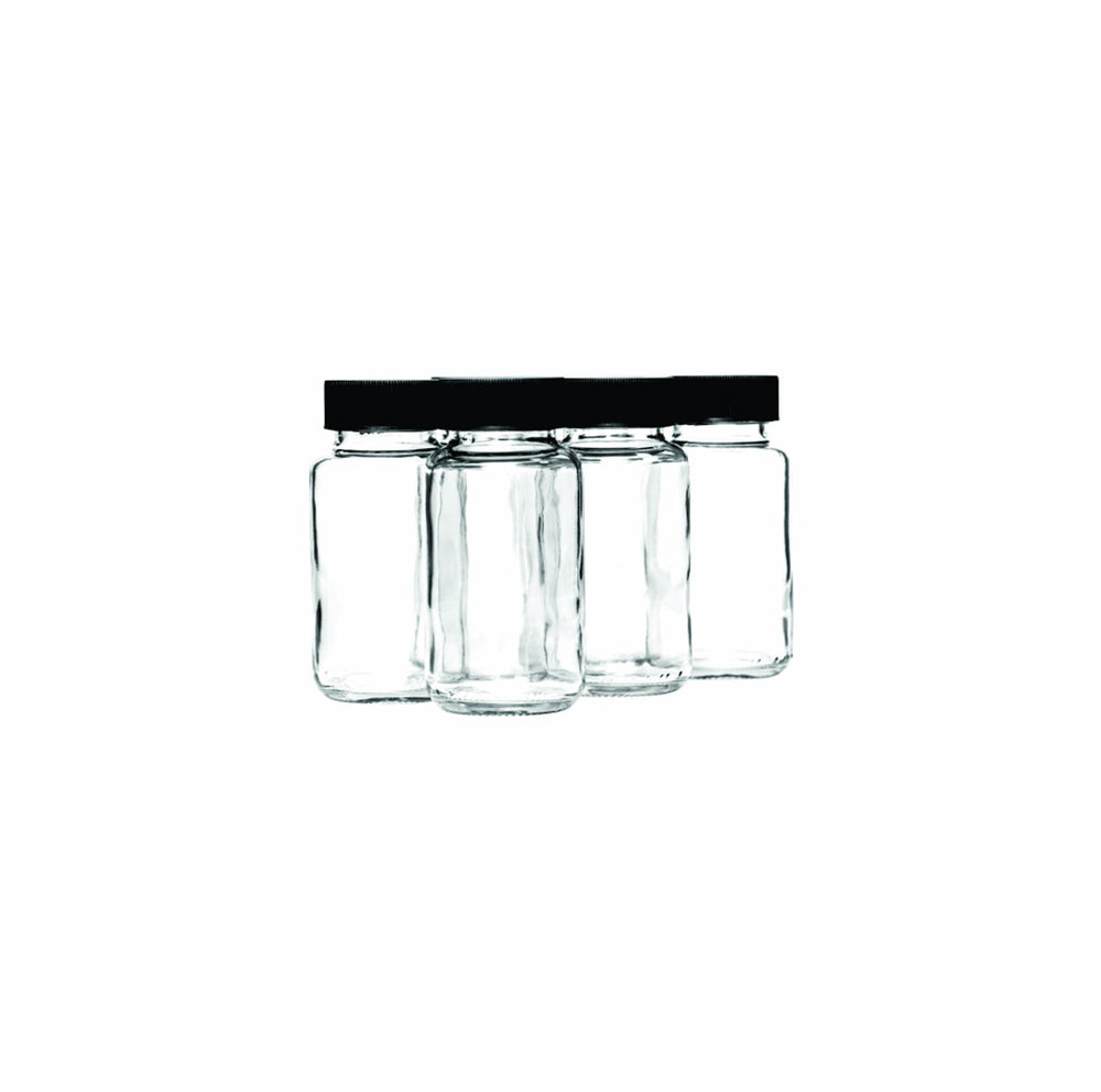 Consol 132ml Mini Glass Jar with Black Lid 6pack 27667