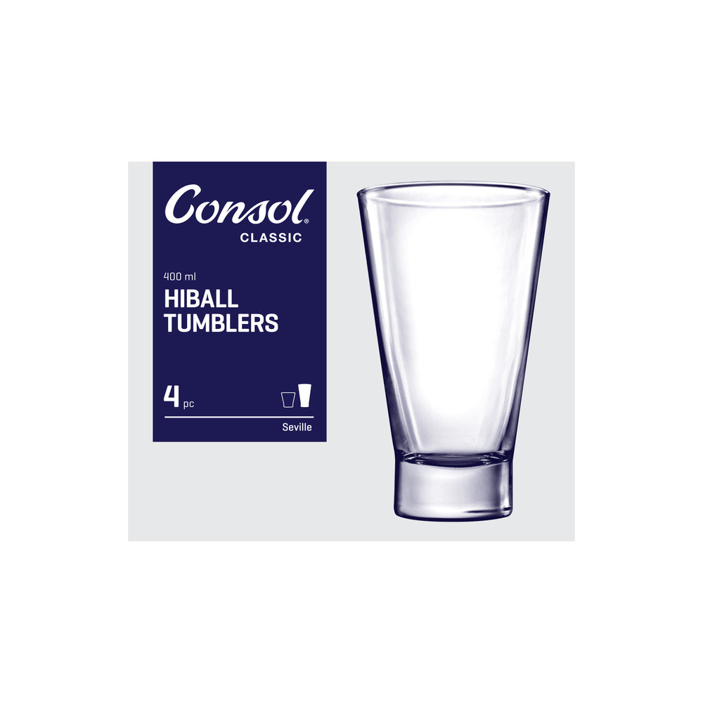 Consol Seville Hiball Glass Tumbler 400ml 4pack 27682