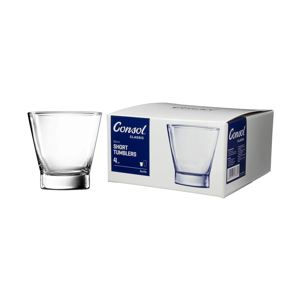 Consol Sevielle Glass Tumbler 350ml Whisky 4pack 27683