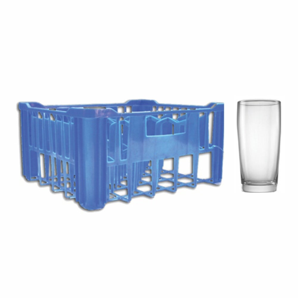 Regent Blue Glass Crate with 30x250ml Willy Glasses 27731