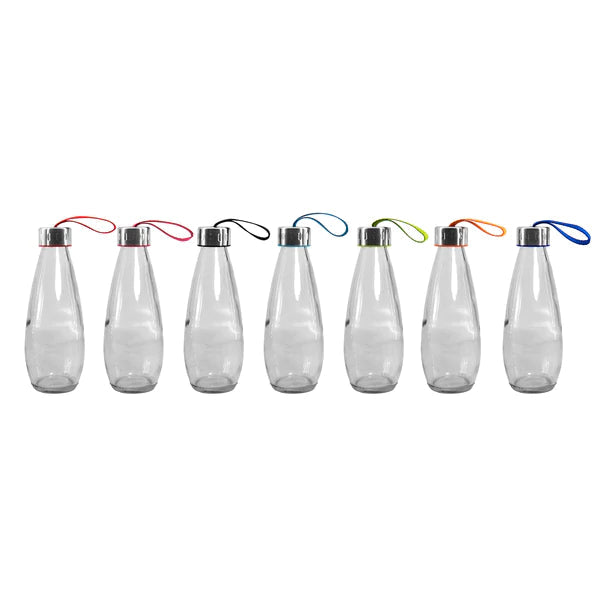 Consol 500ml Glass Water Bottle Droplette with Strap Lid 27901