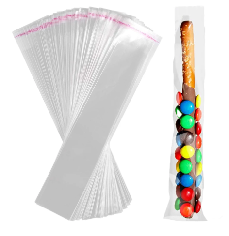 Polyprop Cellophane Selfseal Long Jewellery Gift Bag 8x55+4cm 30mic Punch Hanging Hole 100pack