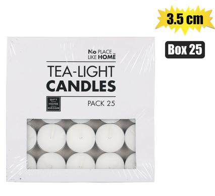 Tea Light Candles White 3.5cm Extra Large 25pcs