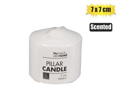 Scented Pillar Candle Round White 7x7cm