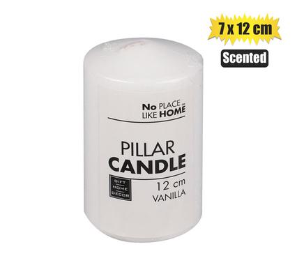 Scented Pillar Candle Round White 12x7cm