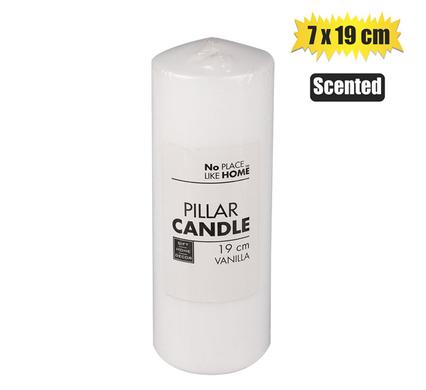 Scented Pillar Candle Round White 19x7cm
