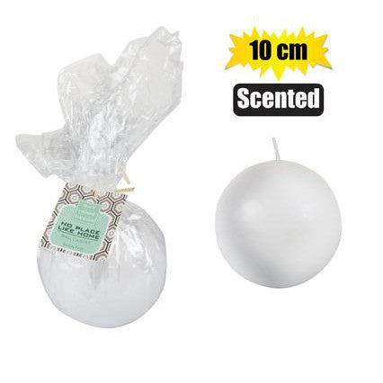 Scented Ball Candle White 10cm