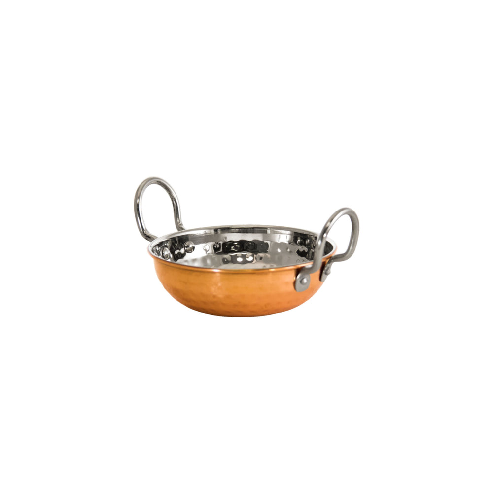 Regent Cookware Karahi Serving Bowl Roaster 320ml with Handle Hammered Copper Plated Stainless Steel