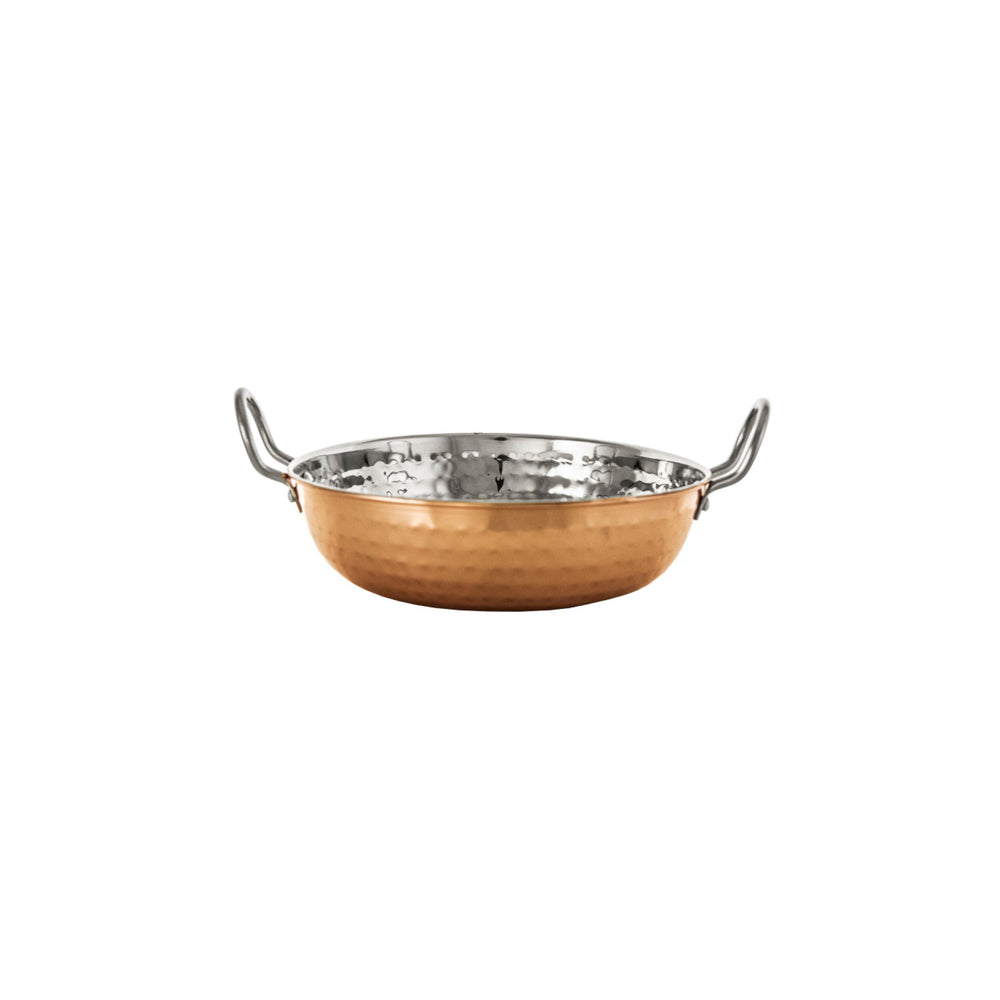 Regent Cookware Karahi Serving Bowl Roaster 1.3L with Handle Hammered Copper Plated Stainless Steel