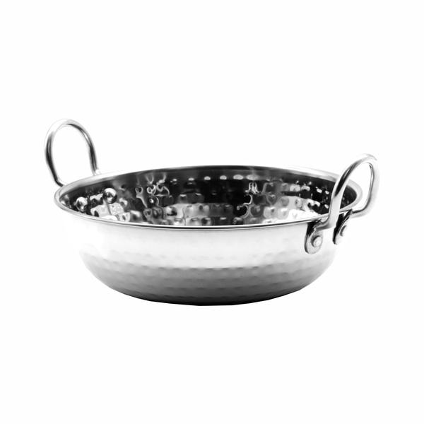 Regent Cookware Karahi Serving Bowl Pan 800ml with Handle Hammered Stainless Steel