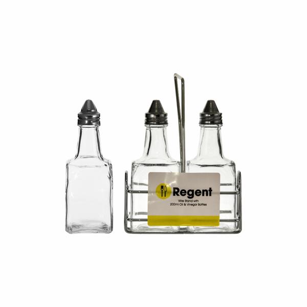 Regent Oil Vinegar Bottles On Wire Stand