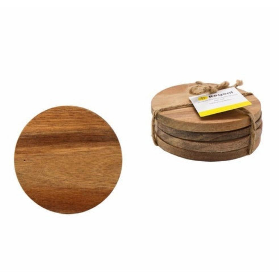 Regent Acacia Wooden Coasters Round/Square 4pc 41808/09