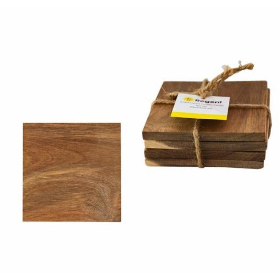 Regent Acacia Wooden Coasters Round/Square 4pc 41808/09