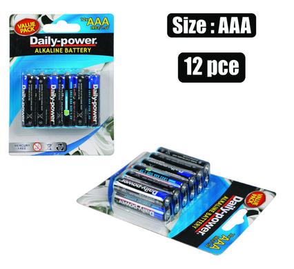 Daily Power Batteries Alkaline Size AAA 12pack