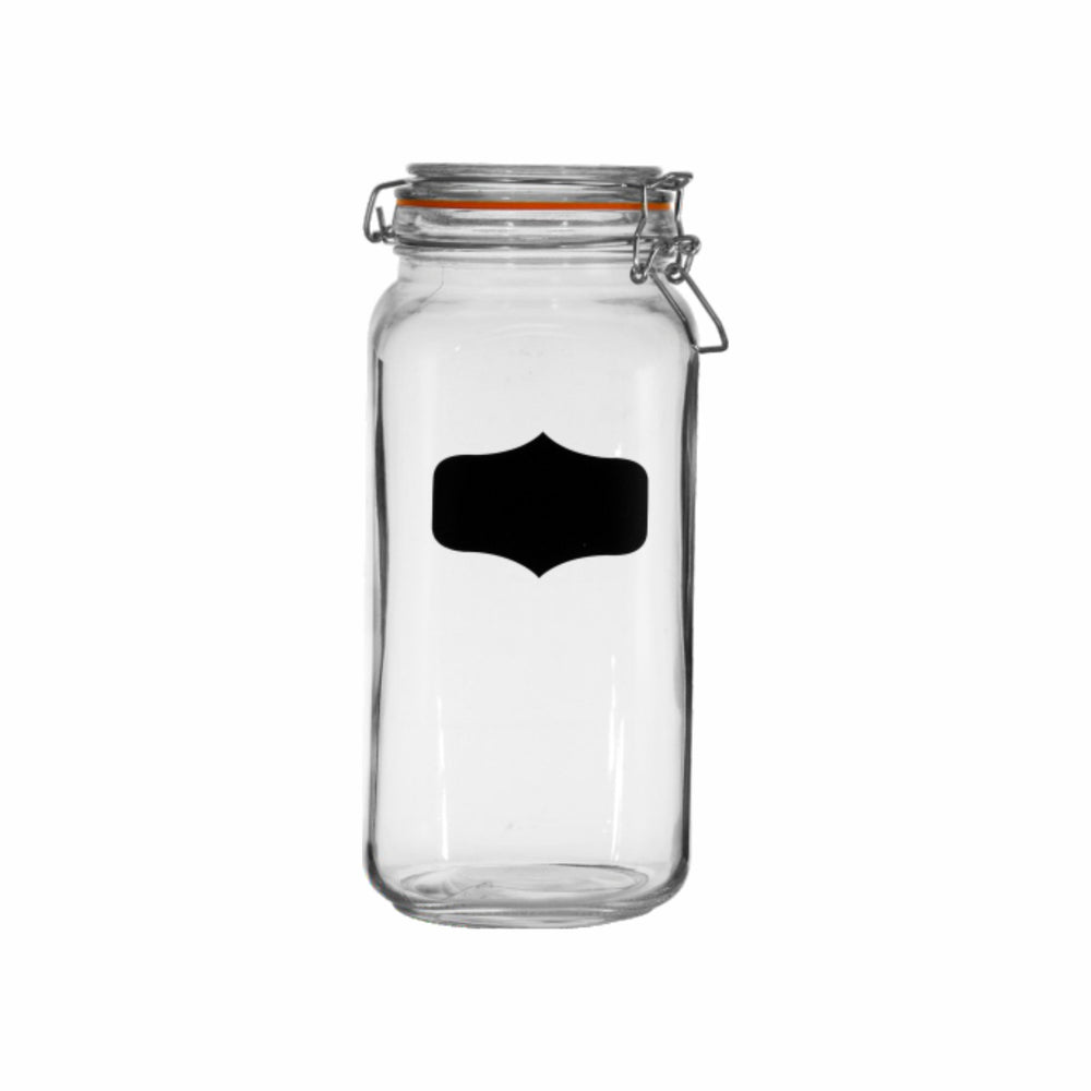 Regent Hermetic Glass Canister with Clip Seal and Black Board Notes 2L 50821