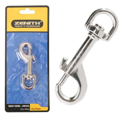 Snap Hook with Swivel CP 12x75mm