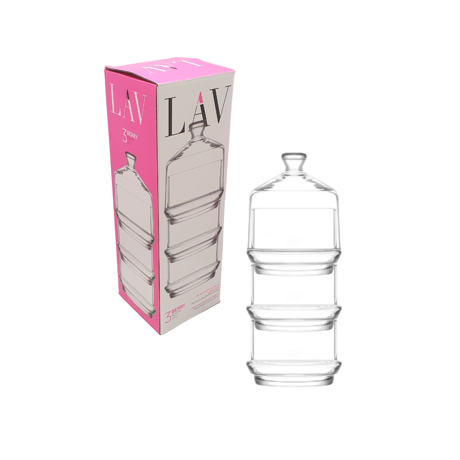 LAV 3 Tier Glass Dome Jar 765ml with base SGN054