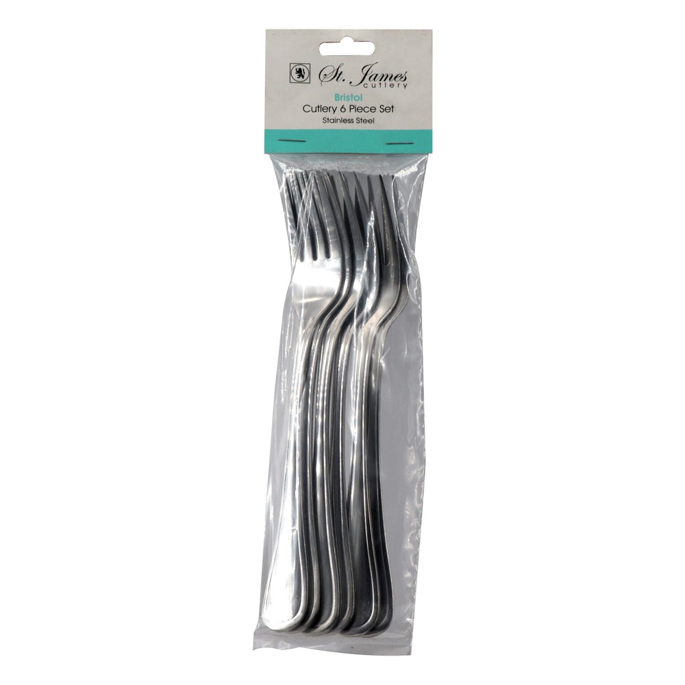 St James Cutlery Bristol Fork 6 Pack Stainless Steel 54081