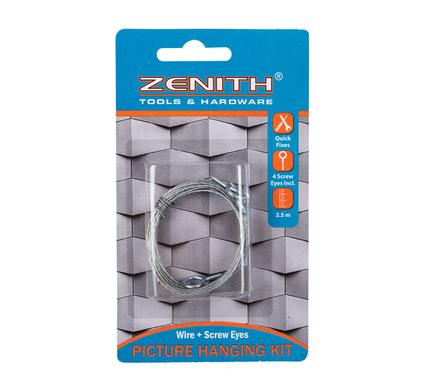 Zenith Picture wire 2.5mxscrew eyes